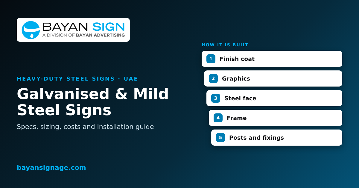 Steel Sign Board Maker in Dubai | Galvanised & Mild Steel