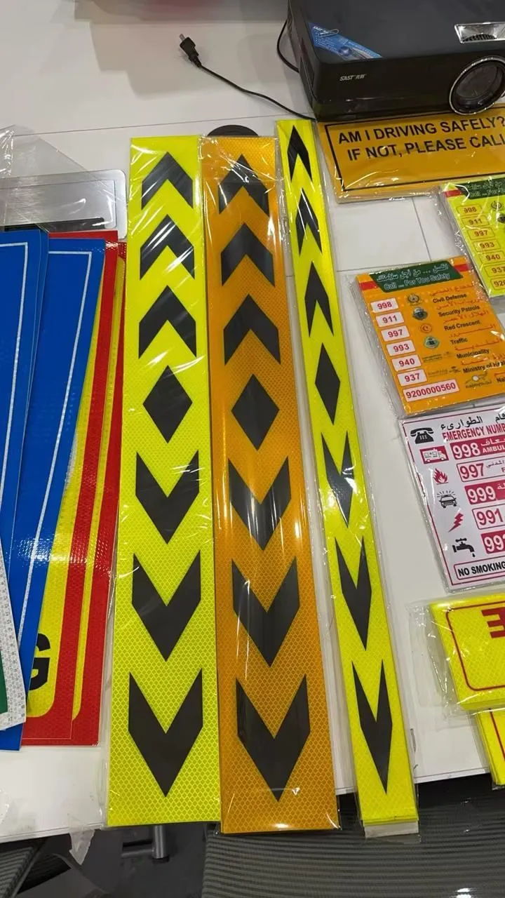 Reflective chevron safety markings and warning stickers
